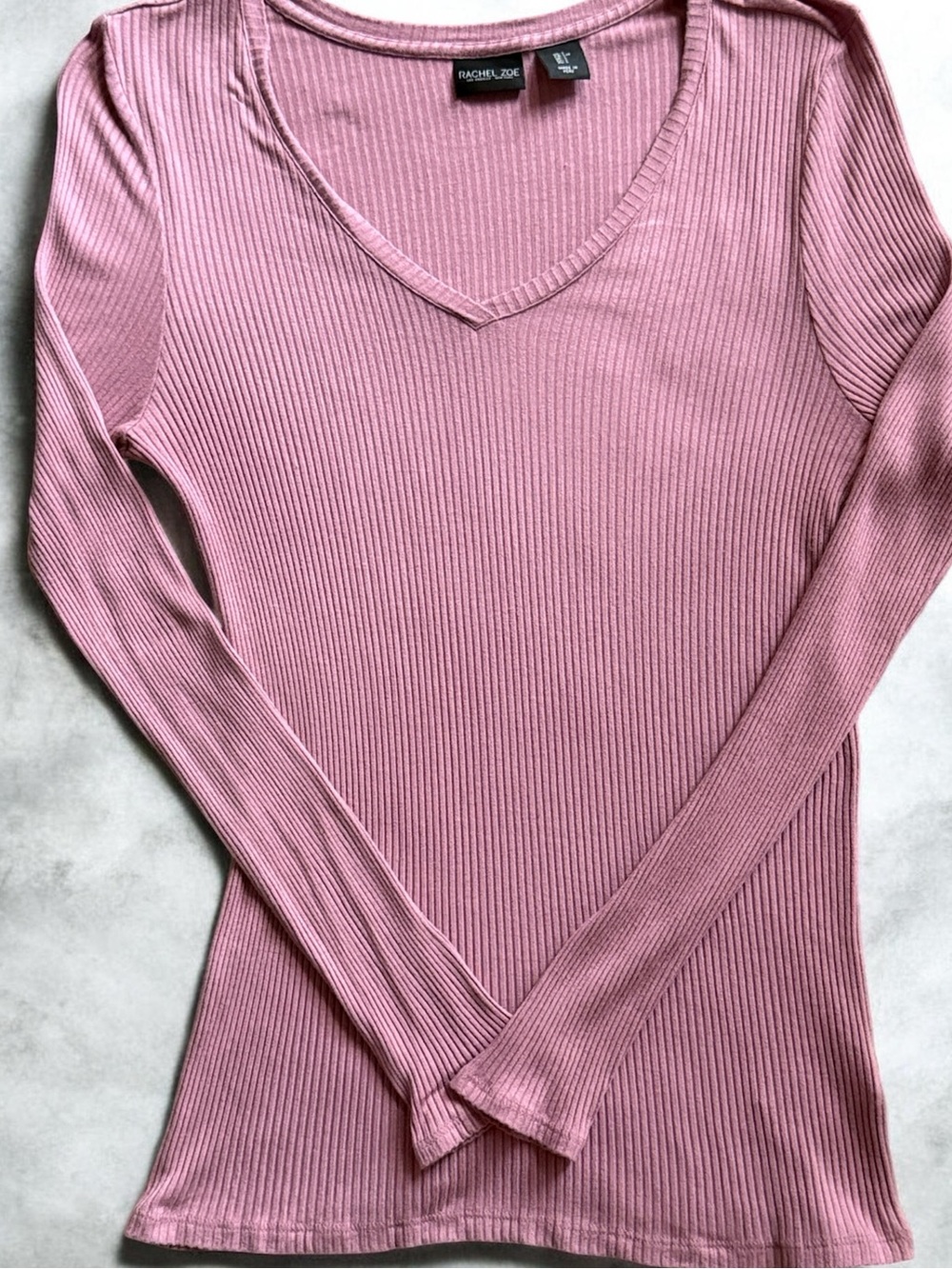 Rachel Zoe Women's Ribbed V-Neck Long Sleeve Top - Dusty Rose